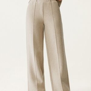 OGL High Waisted Straight Leg Pull On Pant in Heather Beige M NWT